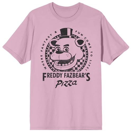 Five Nights at Freddy's Freddy Fazbear's Pizza Fantasy & Fun Men's Cradle Pink Crew Neck Short Sleeve T-Shirt-Medium