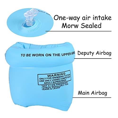 4 Pcs Arm Floaties Inflatable Toddler Baby Swimming Sleeves Rings Arm Bands Water Wings Pool Floats For Kids Adults Childern (Blue) #TOP3