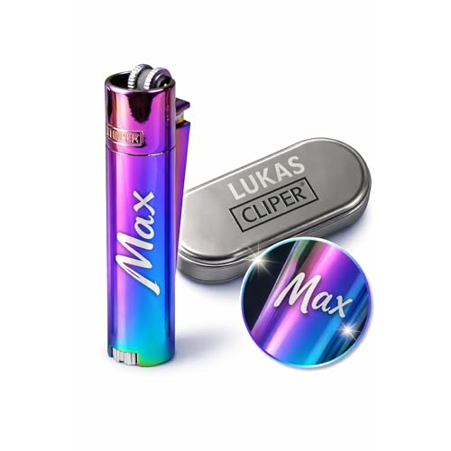 Clipper Feuerzeug mit Gravur Personalisierte Geschenke Geburtstagsgeschenk für Männer Frauen Partner Freund Jahrestag Geschenk für Ihn Sie Männergeschenke Gadgets Geburtstagsgeschenke (Rainbow)