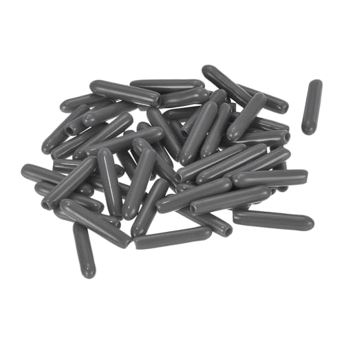 uxcell 50pcs Rubber End Caps 2mm(1/16") ID Vinyl PVC Round Tube Bolt Cap Cover Screw Thread Protectors Dark Grey, 0.08 inch