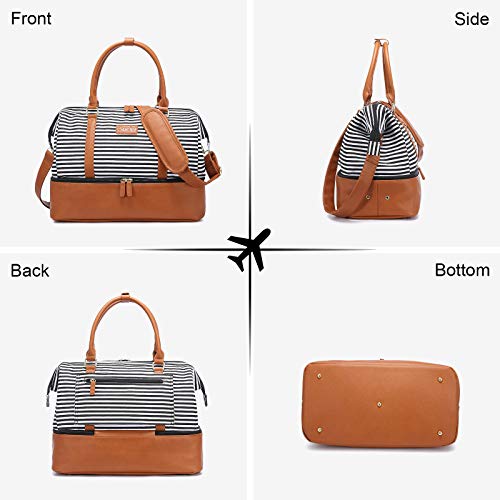 Canvas Travel Duffel Bags Sucipi Weekend Bag with Shoe Compartment for Airplanes Waterproof Overnight Carry on Weekender Duffle Bag Hospital Bags for Labor and Delivery Large PU Leather Tote Bags for Women girls Mommy Bag for Hospital with Toiletry Bag (Large)