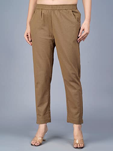 Image of Regular Fit Fully Elastic Waist Ankle Length Premium Cotton Casual Trouser Pant (Combo Pack of 2)