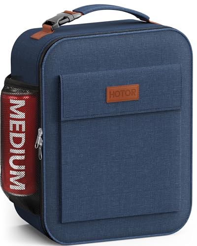 HOTOR Lunch Bag for Men & Women - Large Capacity Insulated Lunch Bag with Mutiple Pockets, Wear-Resistant Cooler Lunch Box for Office, Picnic, Dark Blue, 7L, 9.06