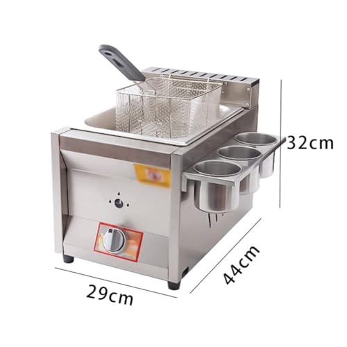 Gas-Fritteuse mit Gewürztrog und 2 Edelstahl-Frittierkörben – Premium-Fritteuse für einstellbare Feuerkraft und einfache Reinigung, ideal für den Heimgebrauch – Bild 5
