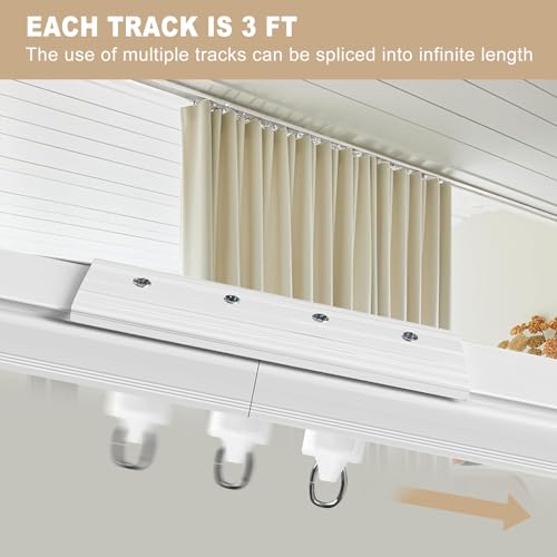 MaKefeile Ceiling Curtain Track, Heavy Duty Curtain Tracks System for Room Divider, Wall Mount Sliding Curtain Rail with Clip and Hooks Set for Living Room, Bedroom, Shower, Outdoor, White, 15ft-18ft by MaKefeile - Image 9