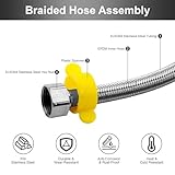 40cm Flexible Pipe British Standard 1/2”(90°) x 1/2” BSP Fitting, Stainless Steel Braided Flexible Hose Pipe for Water Heater Pipes Bathroom Kitchen Toilet Taps (2 Pack) - Image 4