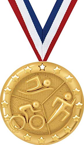 Crown Awards Your Personalization Triathlon Medal, 2" Shiny Gold Triathlon Medals with Free Custom Engraving 20 Pack Prime