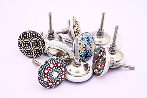 Jgarts Colorful Mix Vintage Look Flower Ceramic Knobs Door Handle Cabinet Drawer Cupboard Pull Mandala Xfer New (10) #TOP3