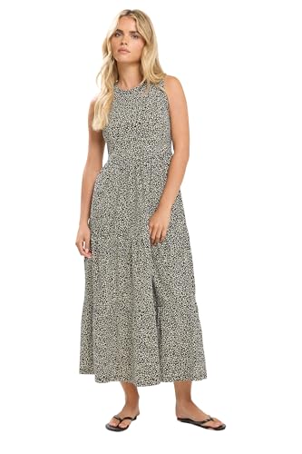 Image of M&Co Petite Animal Print Cotton Sleeveless Tiered Maxi Dress - Women's Black