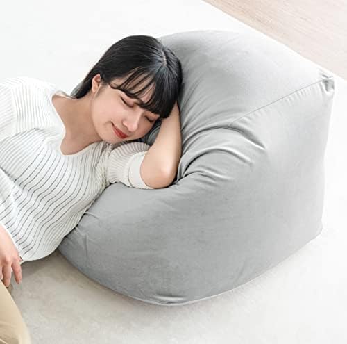 タンスのゲン ビーズクッション 日本製 60×60×36cm くすみカラー ベルベット生地 洗える カバー付 Ｍサイズ 特大 44030200(80095)