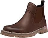 Jousen Chelsea Boots Men Leather Casual Retro Slip On Boots Elastic Fashion Ankle Boots for Men(AMY8141A Brown 9)