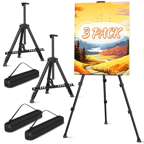 Caballetes de trípode para pintura artística, soporte portátil ajustable para exhibición, paquete de 3 unidades color negro miniatura 1