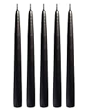 Black Taper Candles 10 Inches Tall - Elegant - Premium Quality - Dripless Smokeless - Unscented - Hand-Dipped - Set of 12 - for Holiday Decoration, Wedding, Dinner,Table, Birthday Made in USA