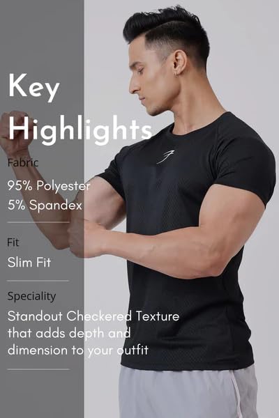 Image of FUAARK Grain Men's Slim Fit Heavyweight Stretchable Raglan Sleeves Gym & Workout Tshirt
