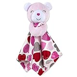 Minky Animal Snuggler Lovey Blanket for Kids, Babies, Boys, Girls, Gender Neutral Security Blanket with Stuffed Animal (Pink Bear)