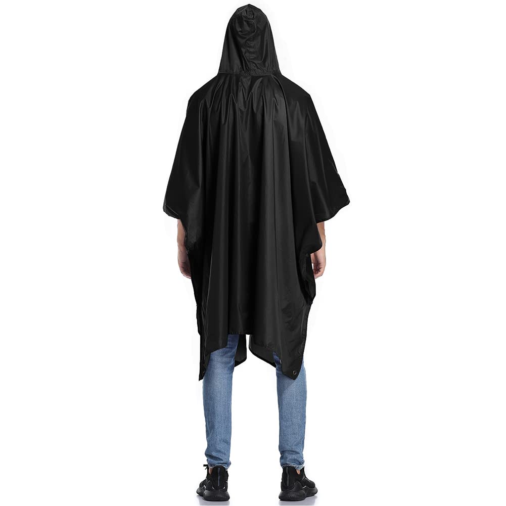 Wielofunkcyjna peleryna przeciwdeszczowa z kapturem Poncho 3 w 1 wielokrotnego użytku wodoodporny płaszcz przeciwdeszczowy/tarpa przeciwsłoneczna/namiot mata do prześcieradła na rower piesze wyciecz