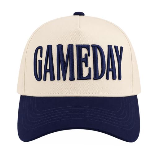 Game Day Hat Vintage Embroidered Baseball Cap for Women Men (Blue)