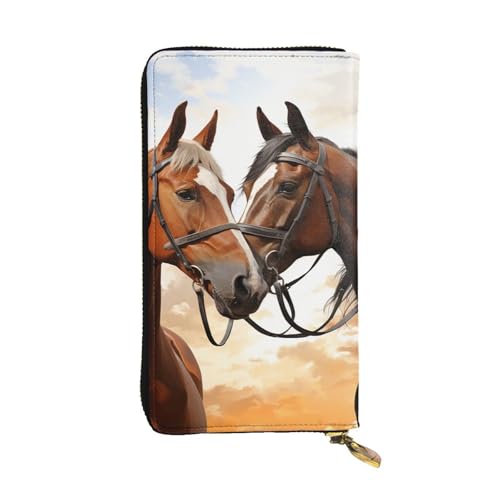 Portefeuille long en cuir imprimé chevaux élégant et chic