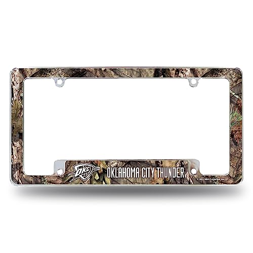 Rico Industries NBA Oklahoma City Thunder Mossy Oak 12" x 6" Chrome All Over Automotive License Plate Frame for Car/Truck/SUV