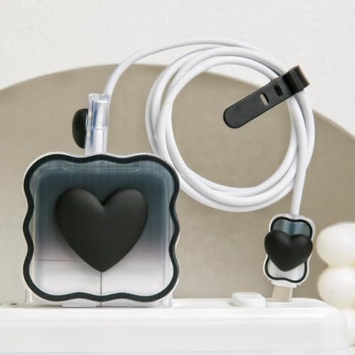 Image of FACTOTECH Case for MacBook & iPad Charger, 29w 30w 35w Charger Case, Travel Cord Organizer, Accessories (for Apple 29w 30w 35w Adapter)-Black Heart
