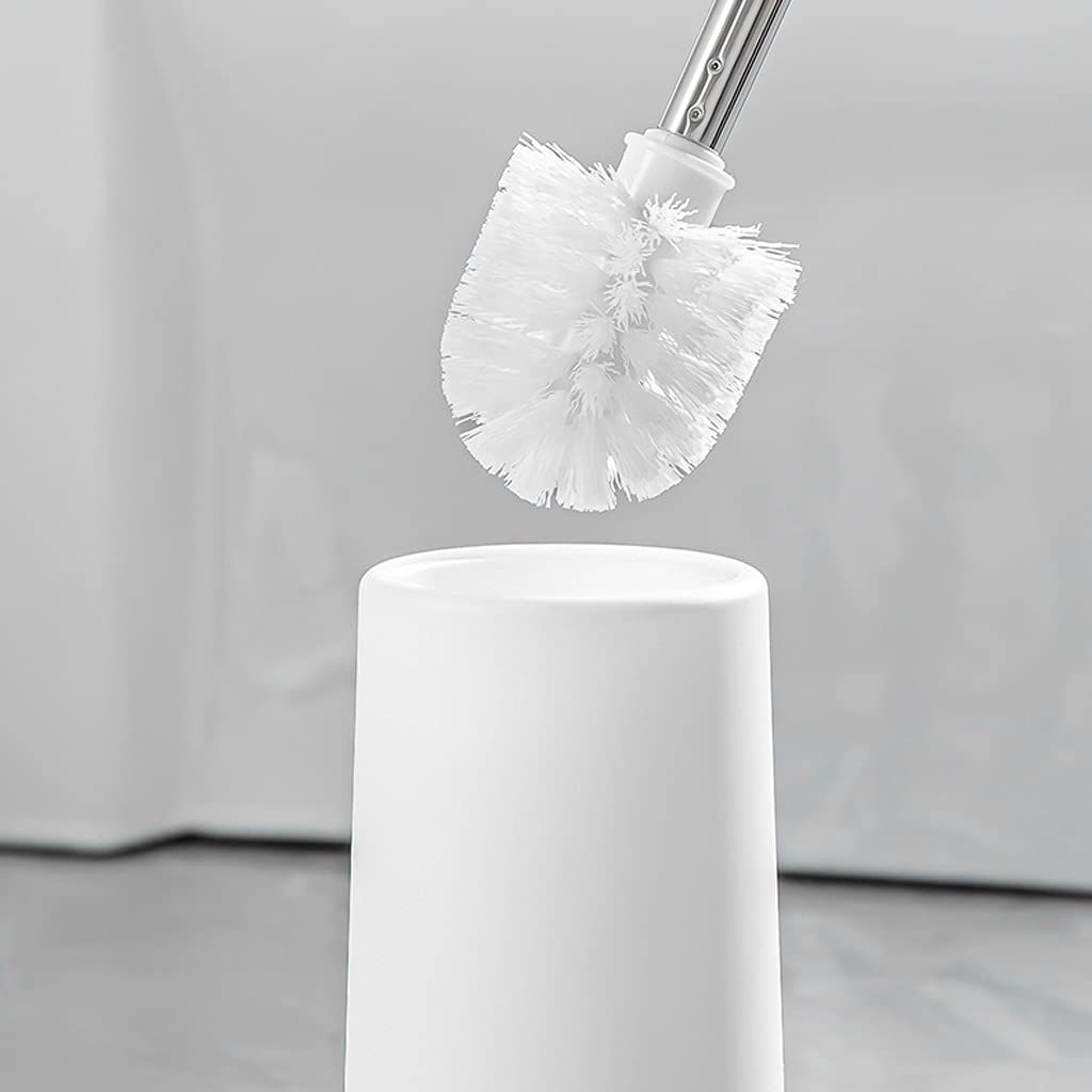 HASMI Klobürste Toilettenbürstenhalter Haushalt Kein Sackgasse WC Reinigungsbürste Badezimmer Weiches Haar Toilettenschüsselbürste Edelstahl Griff Toilettenbürsten Set Toilettenbürste (Color : Wit)