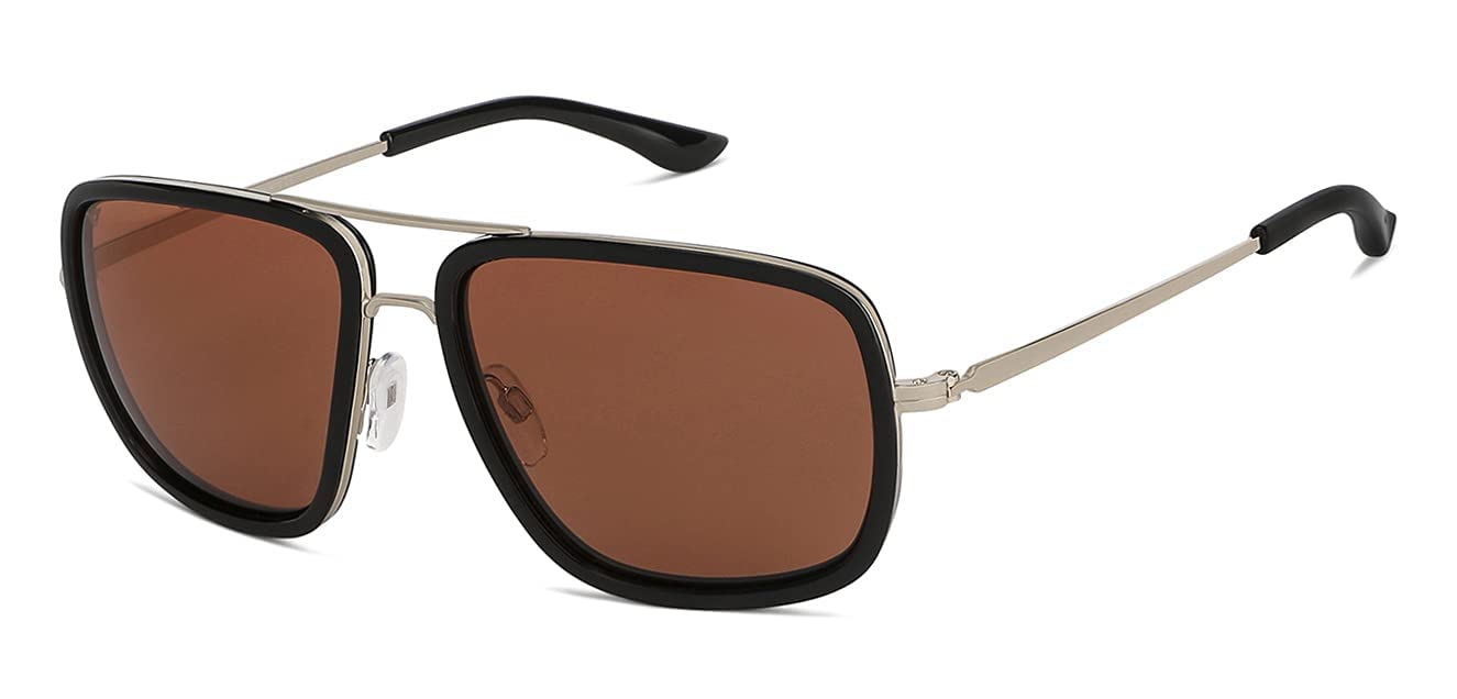 VINCENT CHASE EYEWEAR By Lenskart | Gold Brown Full Rim Rectangular | MIRAGE | Branded Latest and Stylish Sunglasses | Polarized and 100% UV Protected (UV 400) | Men & Women | Large | VC S11748