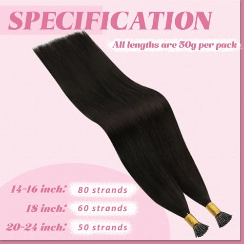 Image of YoungSee I Tip Extensions Brown Itip Human Hair Extensions Dark Brown 14 Inch I Tips Hair Extension Real Human Hair Dark Brown Short Itip Hair Extension for Short Hair Tip Extension 80s 50g