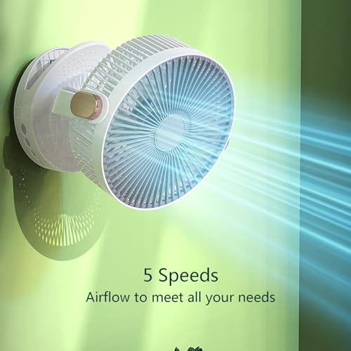 Ventilatore da tavolo portatile USB, ventilatore oscillante a 5 velocità con luce notturna, ventilatore da tavolo ultra silenzioso per casa, ufficio e uso esterno
