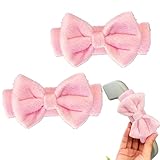 Nisolxxofa 2 Pcs Pink Cute Bow Car Inside Handle Cover – Non-Scratch Inner Roof/Door Pull Protector, Universal for SUV RV Truck, Ideal for Auto Interior Decoration & Daily Use
