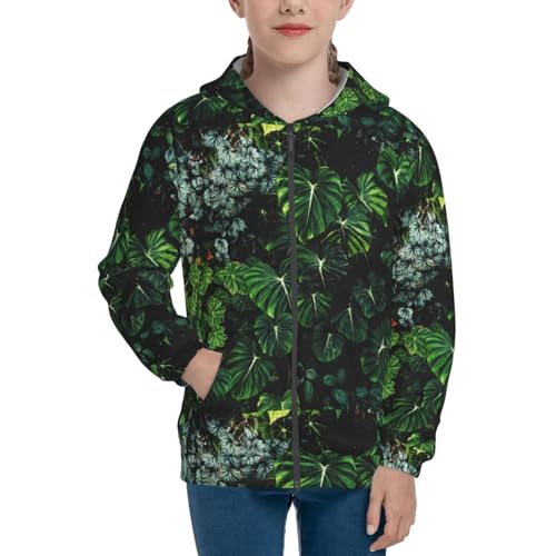 Lush Foliage Green Plant Kids Pullover Hoodies Boys Zip Up Sweatshirts Girls Athletic Clothes with Pocket3