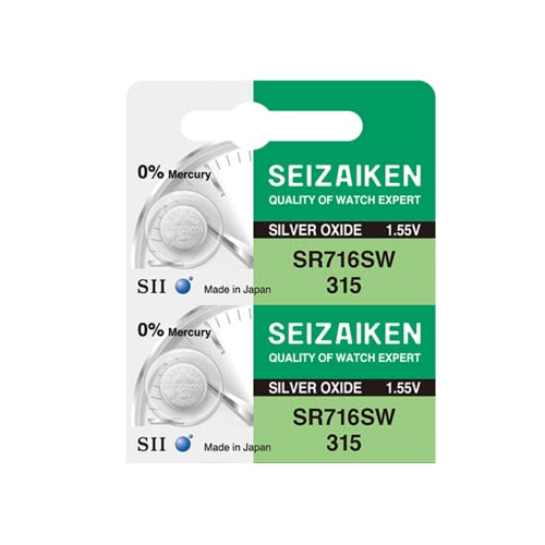 Image of 315 SR716SW 1.55V 0% Hg Silver Oxide Watch Battery (2 Batteries) Made in Japan by Seiko