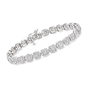 Ross-Simons 0.50 ct. t.w. Diamond Cushion-Shaped Station Bracelet in Sterling Silver. 7 inches