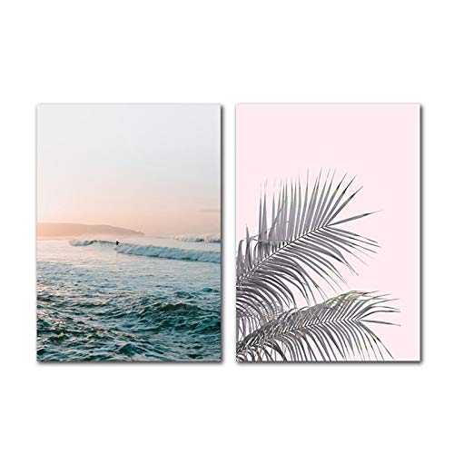 Toile peinture affiche nordique de haute qualité marine x2