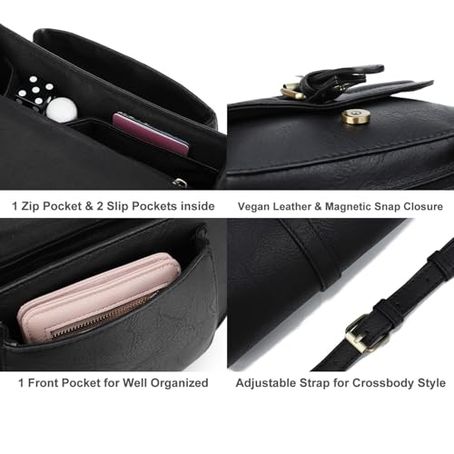 Image of AFKOMST Crossbody Bags for Women,Small Saddle Purse and Boho Cross Body Handbags,Vegan Leather