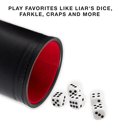 Professional Shaker Cups | Leather With Velvet Felt-Lined Interior | 1 Red Lined Cup And 5 Dice Set #TOP4