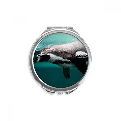 Miroir rond de poche pingouin bleu de 2,6 pouces pour maquillage à la main