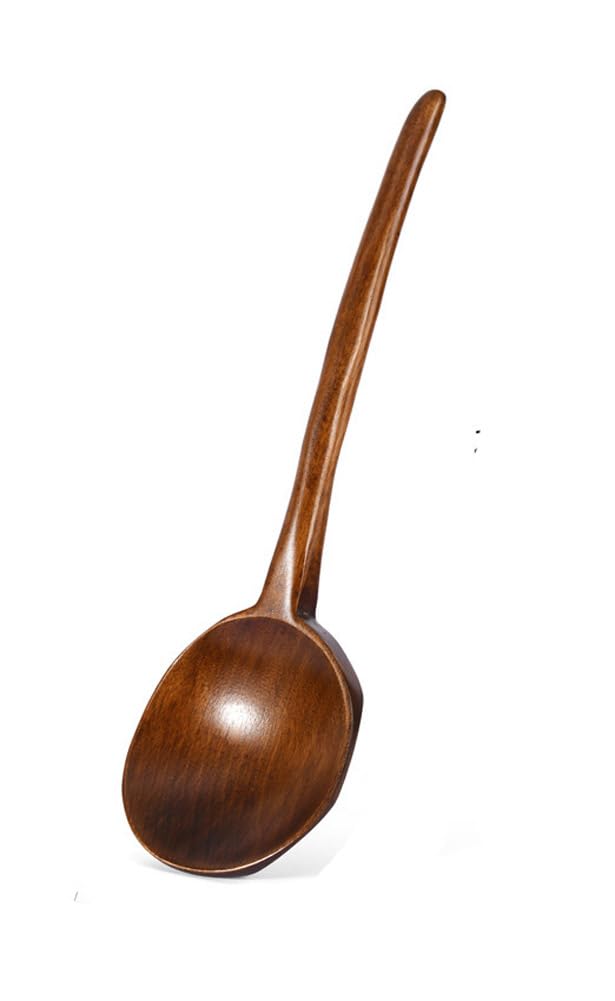 Cuchara de cocina de madera, 1 cuchara de mango largo de 10.8 pulgadas para mezclar, degustar alimentos, utensilios de cocina de madera grandes para cocinar y manualidades