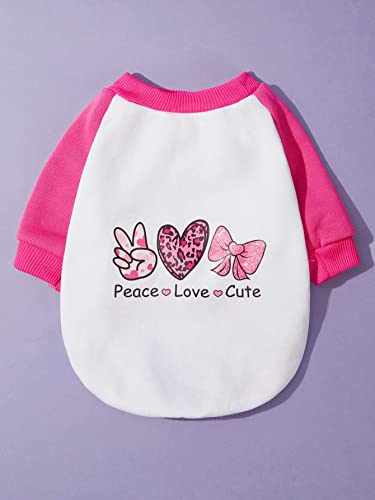Qwinee Heart & Letter Pet Sweatshirt Cat Dog Shirt Breathable Soft Pet Tees For Small Medium Dog Puppy Kitten Rink And White S #TOP1