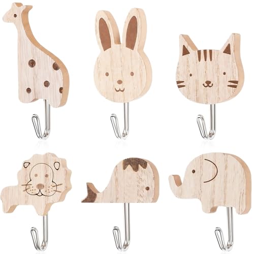 6 ganchos para ropa de animales lindos