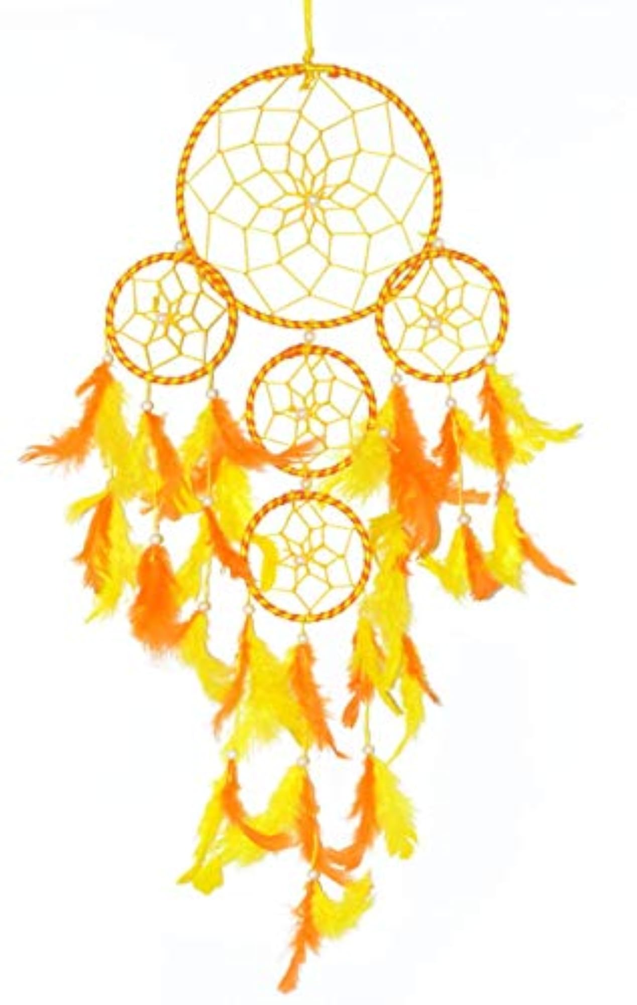 Dream Catcher 5 Rounds Orange Yellow Combo, Decorative Gift