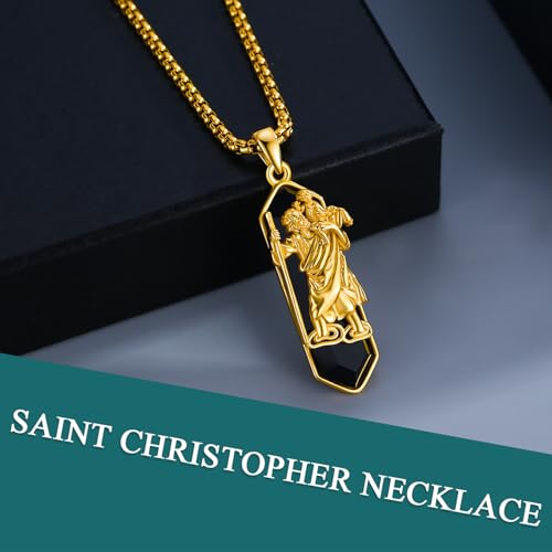 Pendentif St Christopher en argent et onyx, le cadeau protecteur idéal
