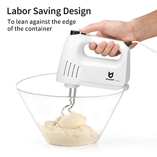 Hand Mixer Electric, Utalent 300W (Peak Power) Multi-speed Hand Mixer with Turbo Button, Easy Eject Button and 5 Attachments (Beaters, Dough Hooks, and Whisk)