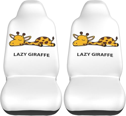 レイジー キリン カーシートカバー 2枚セット 前席用 軽 防汚 気性 洗える 普通車 適用 フロント 軽自動車 シートカバー 背面フルカバー ブラック 運転席 助手席 車用 シート カバー おしゃれ プレゼント
