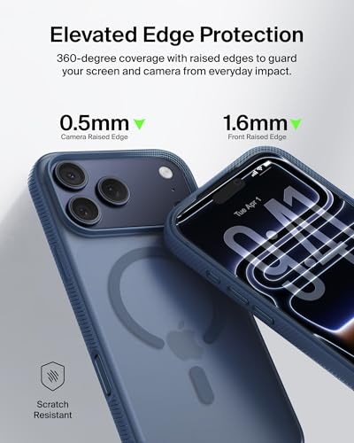 Image of Belkin for iPhone 17 Pro Max Case, Grip, MagSafe Compatible w /Anti-Scratch & Anti-Yellowing Coating, Touch Sensitive Camera Control - Military Grade, Anti-Slip, Magnetic, Shockproof, Protective | Navy
