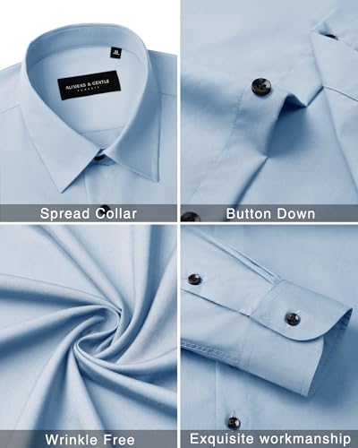 Image of Alimens & Gentle Men's Dress Shirts Long Sleeve Wrinkle Free Stretch Business Casual Wedding Button Down Shirt