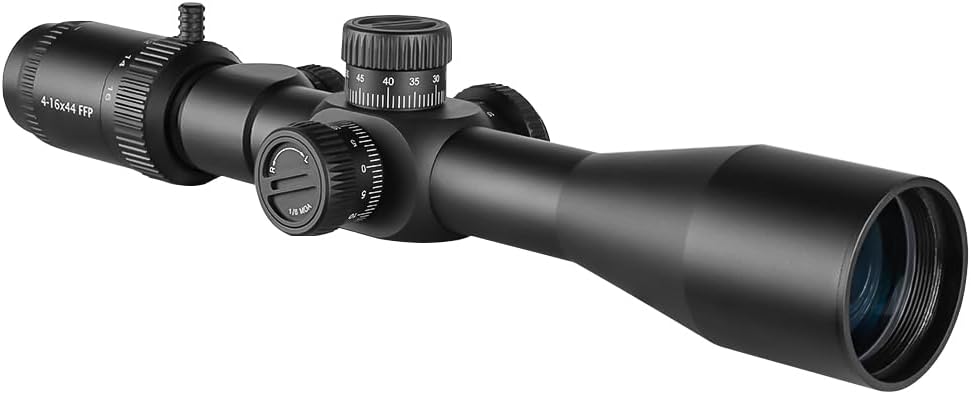 SPINA OPTICS 4-16x44 FFP First Focal Plane Riflescopes with Mil-dot Reticle and Parallax Adjustment, Waterproof, Fogproof Black Rifle Scope, 30mm Tube