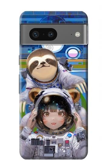 R3915 Raccoon Girl Baby Sloth Astronaut Suit Case Cover for Google Pixel 7