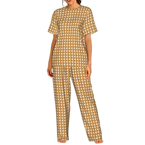 Pyjama manches courtes femme imprimé biscuit anti-chaleur pour dormir confortablement