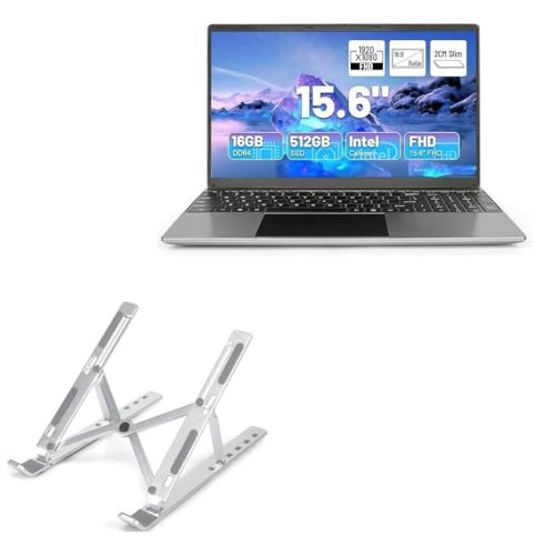 BoxWave Stand and Mount Compatible with Hcjip 20024NEW Laptop Computer (15.6 in) - Compact QuickSwitch Laptop Stand, Portable Multi Angle Viewing Foldable Riser - Metallic Silver