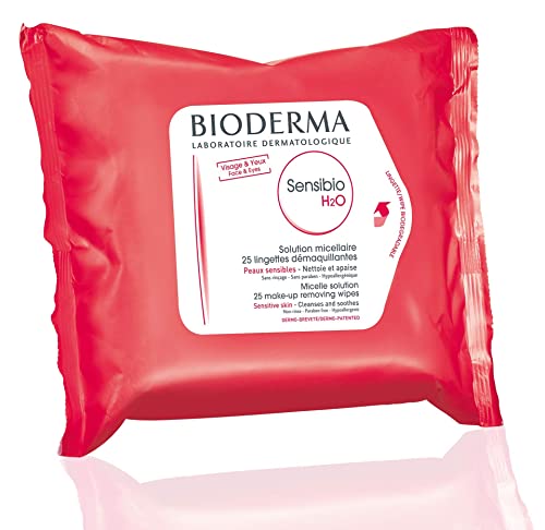 Amerikas Bioderma - Sensibio H2O Wipes - Cleansing and Makeup Removing - Skin Soothing - for Sensitive Skin - 25 Wipes